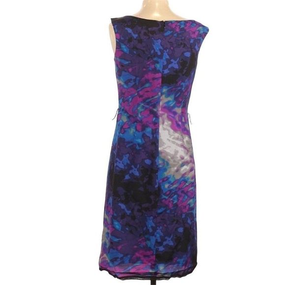 Worthington Aurora Print Sheath Dress Purple Size 14P - Picture 3 of 5